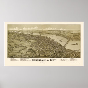 Monogahela City, PA Panoramic Map - 1902 Poster