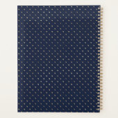 Monogame Navy Blauwe Gouden Stippen Huwelijk Planner (Achterkant)