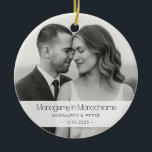 Monogamie in monochroom – Grappig zwart-wit Keramisch Ornament<br><div class="desc">Een geestige, galerij-stijl aandenken voor pasgetrouwden en romantici. De kop "Monogamie in monochroom" zit over een schone naam datumband terwijl uw zwart-witfoto het ornament van rand tot rand vult. Minimale, moderne en gemaakt voor bruiloft, verloving of "eerste kersthuwelijk" herinneringen. Ziet er geweldig uit op elke boom (of vastgebonden aan een...</div>
