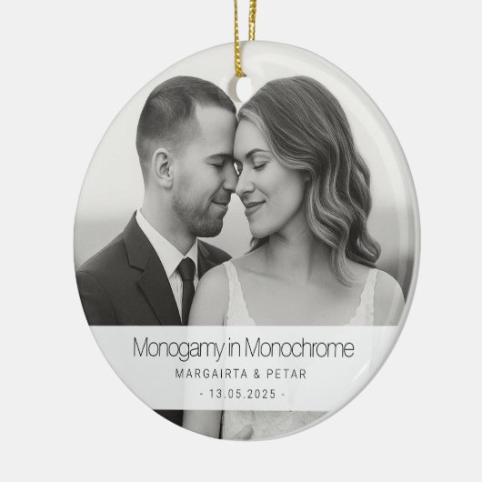 Monogamie in monochroom – Grappig zwart-wit Keramisch Ornament (Links)