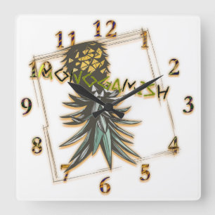 Monogamish partij ondersteboven ananas vierkante klok