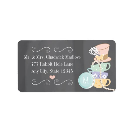 MONOGEGRAMEERDE MAD HATTER RETOURADRESLABELS ETIKET (Voorkant)