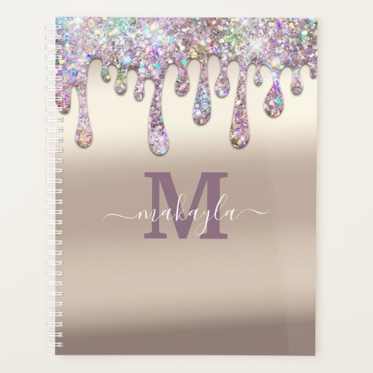 Monografie Glitter Drips Folie Aangepast Planner (Voorkant)