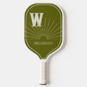 Monografie met Sunburst & naam Light Olive Pickleball Paddle (Achterkant)
