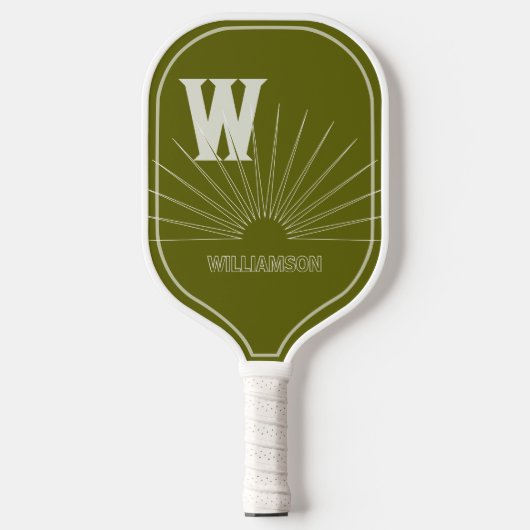 Monografie met Sunburst & naam Light Olive Pickleball Paddle (Voorkant)