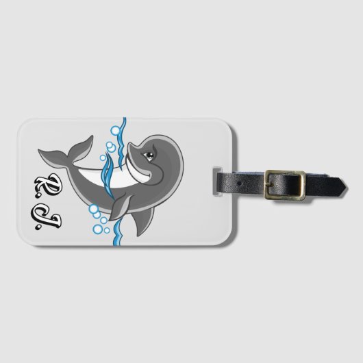 Monografische dolfijn in het water bagagelabel (Voorkant (horizontaal))