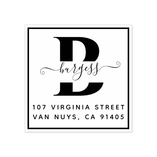 Monografische Eenvoudig Vierkant Handgeschreven Rubberstempel (Afrduk)