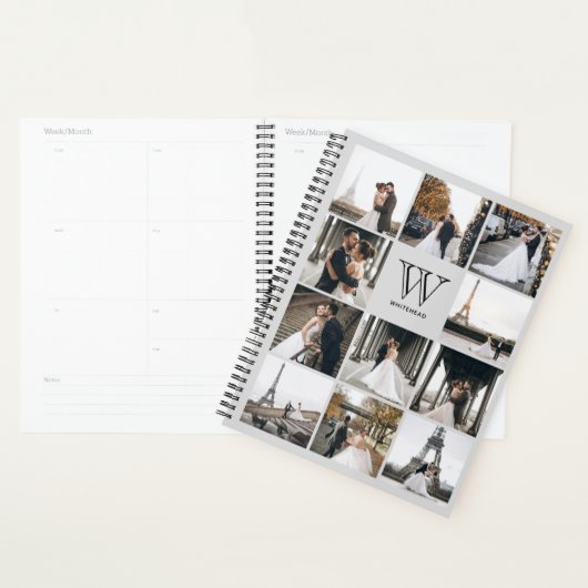 Monogram 11 Square Foto Modern Gray Planner (Display)