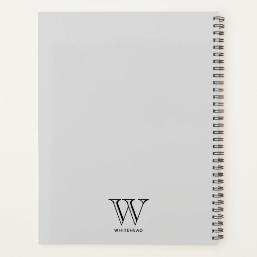 Monogram 11 Square Foto Modern Gray Planner (Achterkant)