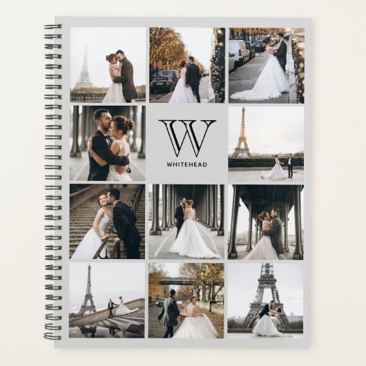 Monogram 11 Square Foto Modern Gray Planner (Voorkant)