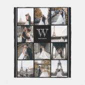 Monogram 11 Square Photo Border Black Fleece Deken (Voorkant)