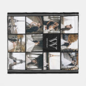 Monogram 11 Square Photo Border Black Fleece Deken (Voorkant (Horizontaal))
