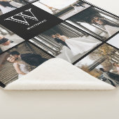 Monogram 11 Square Photo Border Black Sherpa Deken (3/4)