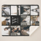 Monogram 11 Square Photo Border Black Sherpa Deken (Voorkant (horizontaal))