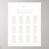 Monogram 12 Tafels Stoelen Chart Rand Poster (Voorkant)