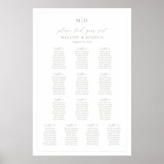 Monogram 13 tafels Vind uw zitplaatskaart Poster (Voorkant)
