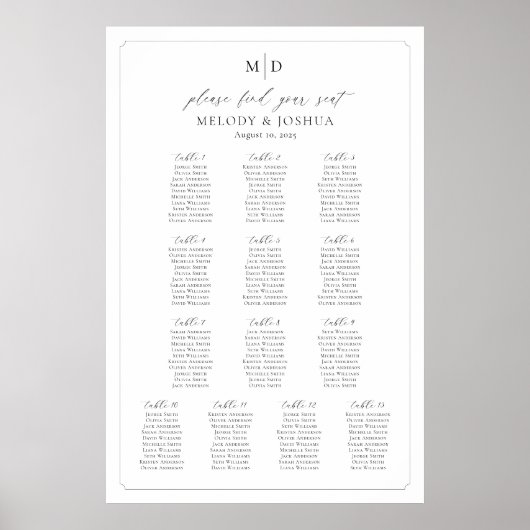 Monogram 13 tafels Vind uw zitplaatskaart Poster (Voorkant)