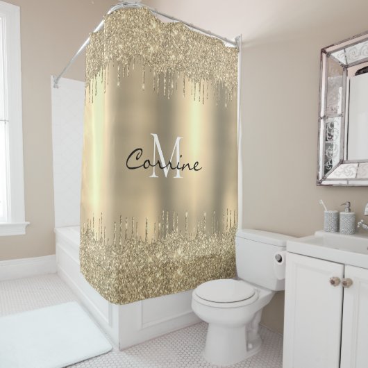 Monogram 14.000 Goud DBL-druppelaar Glitter Metall Douchegordijn (In situ)