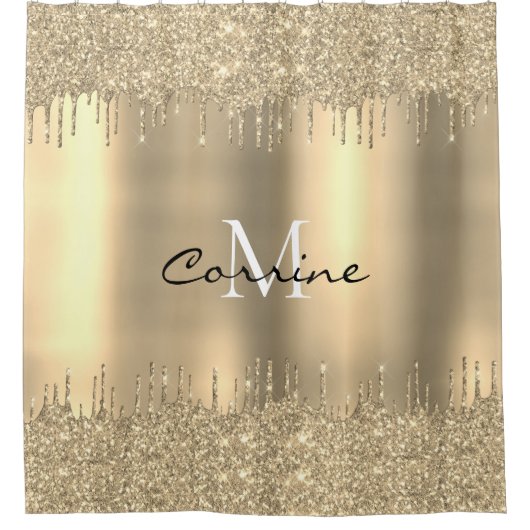 Monogram 14.000 Goud DBL-druppelaar Glitter Metall Douchegordijn (Voorkant)