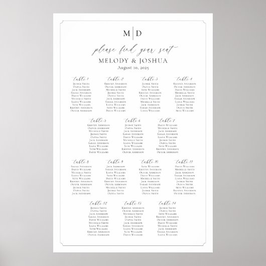 Monogram 14 tafels Vind uw zitplaatskaart Poster (Voorkant)