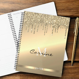 Monogram 14k Goud Dripping Glitter Metallic Dageli Planner