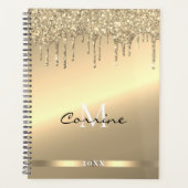 Monogram 14k Goud Dripping Glitter Metallic Dageli Planner (Voorkant)