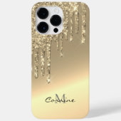 Monogram 14k Gouden Zijdruppelende Glitter Android Case-Mate iPhone Case (Achterkant)
