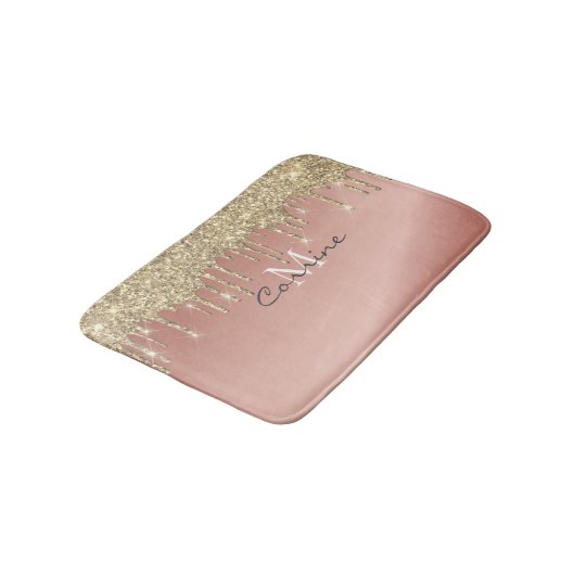 Monogram 14K Metallic + Roos Gold Glitter Dripping Badmat (Gekanteld)