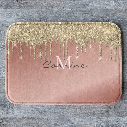 Monogram 14K Metallic + Roos Gold Glitter Dripping Badmat
