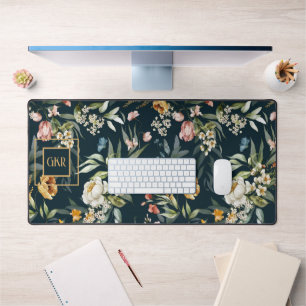 Monogram, 1600s Stilleven Bloemen Rand Patroon Bureaumat