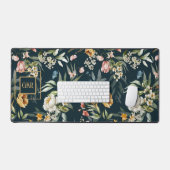 Monogram, 1600s Stilleven Bloemen Rand Patroon Bureaumat (Keyboard & Muis)