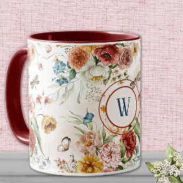 Monogram 1600s Waterverf Bloemen 11 oz. Ringer com Mok