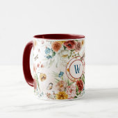 Monogram 1600s Waterverf Bloemen 11 oz. Ringer com Mok (Voorkant links)