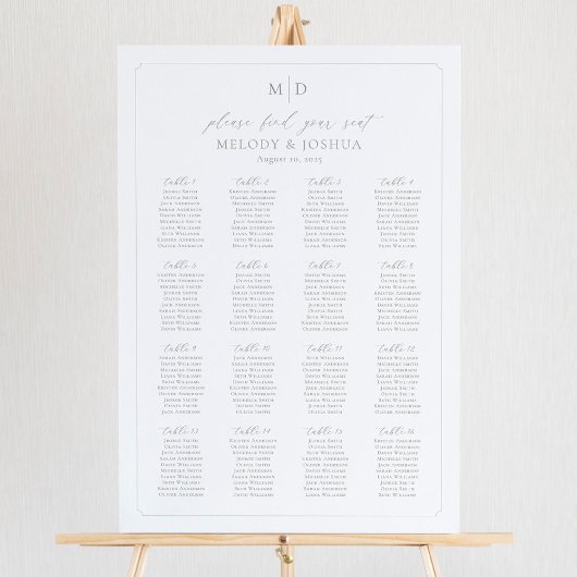 Monogram 16 Tafels Vind Je Plaats Zitplaatsindelin Poster