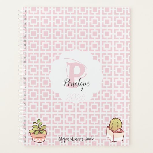 Monogram 2025 Afspraak Boek Roze Planner (Voorkant)