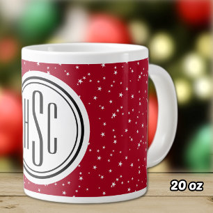 Monogram 20oz Rood & Witte Sterren Jumbo Koffiemok Grote Koffiekop