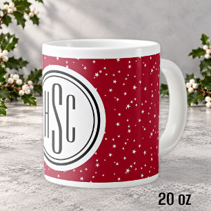 Monogram 20oz Rood & Witte Sterren Jumbo Koffiemok Grote Koffiekop