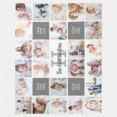 Monogram 24 Aangepast gepersonaliseerd fotocollage Fleece Deken (Voorkant)