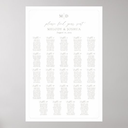 Monogram 24 tafels Vind uw zitplaatskaart Poster (Voorkant)