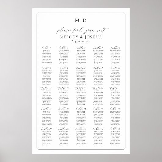 Monogram 25 tafels Vind uw zitplaatskaart Poster (Voorkant)