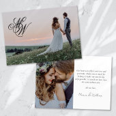 Monogram 2 foto kalligrafie bruiloft bedankkaart