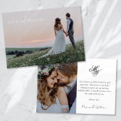 Monogram 2 foto kalligrafie bruiloft bedankkaart