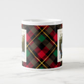 Monogram 2 Foto Rustic Groen Rood Geruit Kerstmis Grote Koffiekop (Voorkant)