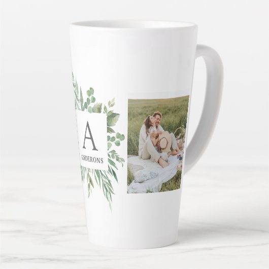 Monogram 2 Foto's | Gepersonaliseerd Lijst Grieken Latte Mok (Rechterhoek)