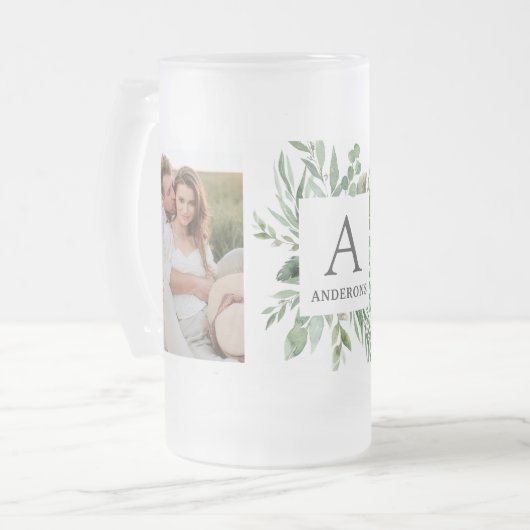 Monogram 2 Foto's | Gepersonaliseerd Lijst Grieken Matglas Bierpul (Voorkant links)