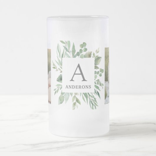 Monogram 2 Foto's | Gepersonaliseerd Lijst Grieken Matglas Bierpul (Center)