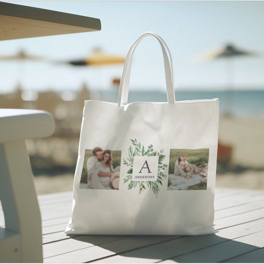 Monogram 2 Foto's | Gepersonaliseerd Lijst Grieken Tote Bag