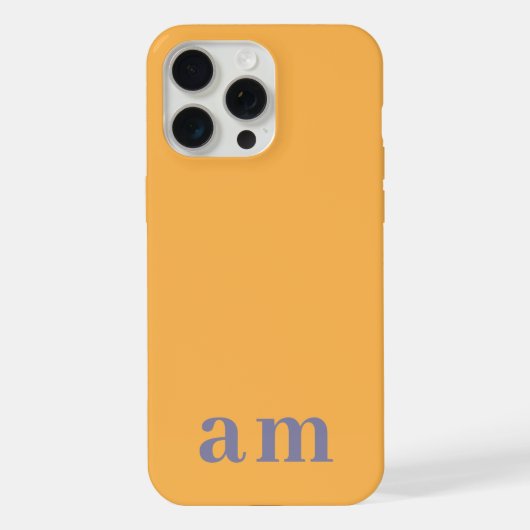 Monogram 2 Initialen Geel & Blauw Minimalistisch iPhone Hoesje (Achterkant)