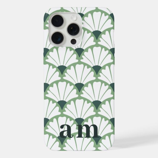 Monogram 2 Initialen Groen Vintage Patroon iPhone Hoesje (Achterkant)