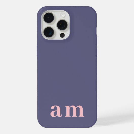 Monogram 2 Initialen Heather Blauw & Roze Minimali iPhone Hoesje (Achterkant)